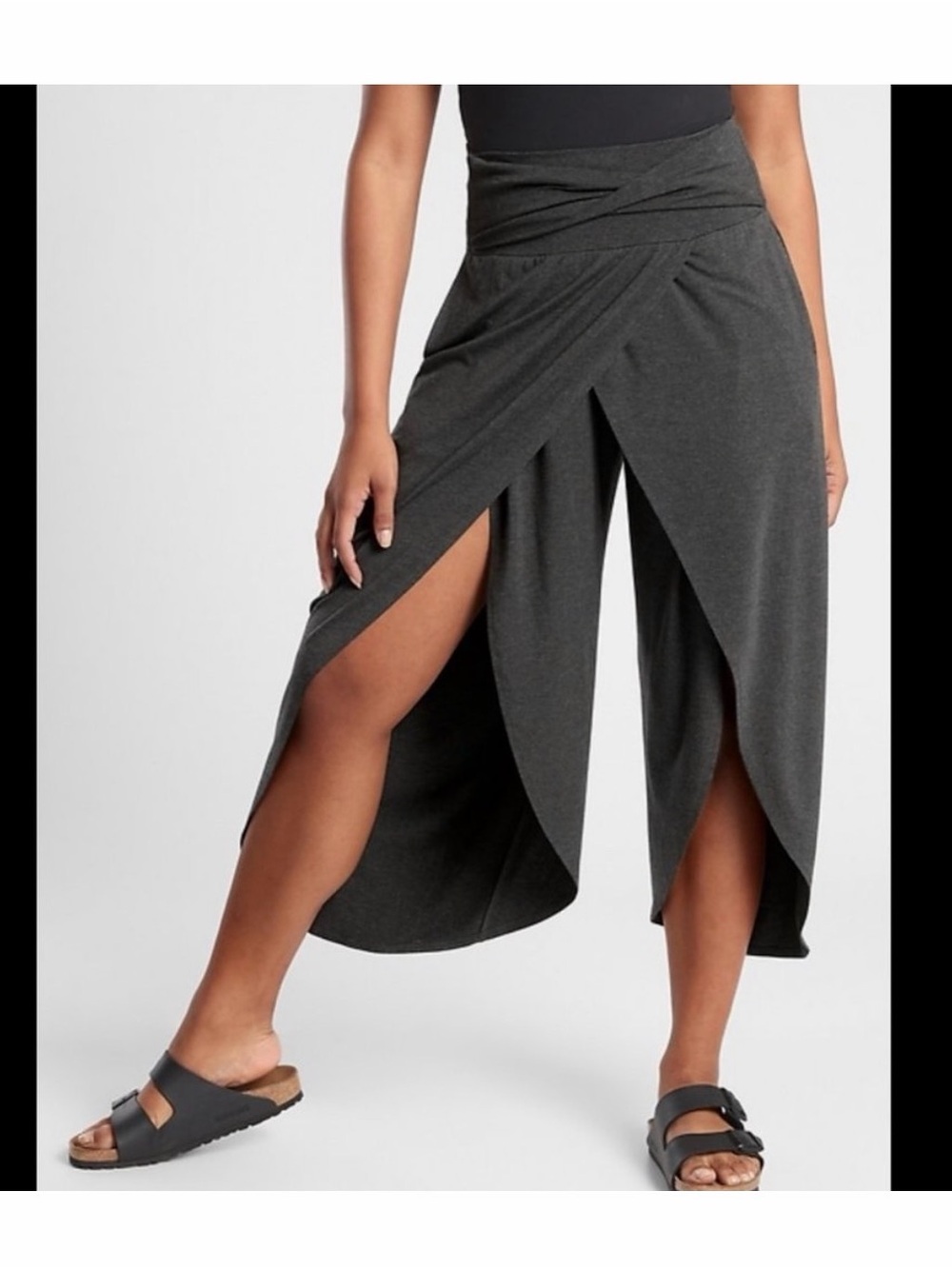 Athleta Charcoal Asymmetrical Release Yoga Pants